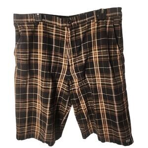 Vans Mens Plaid Shorts Size 36 Brown Tan Black Off The Wall Skater Walk Shorts